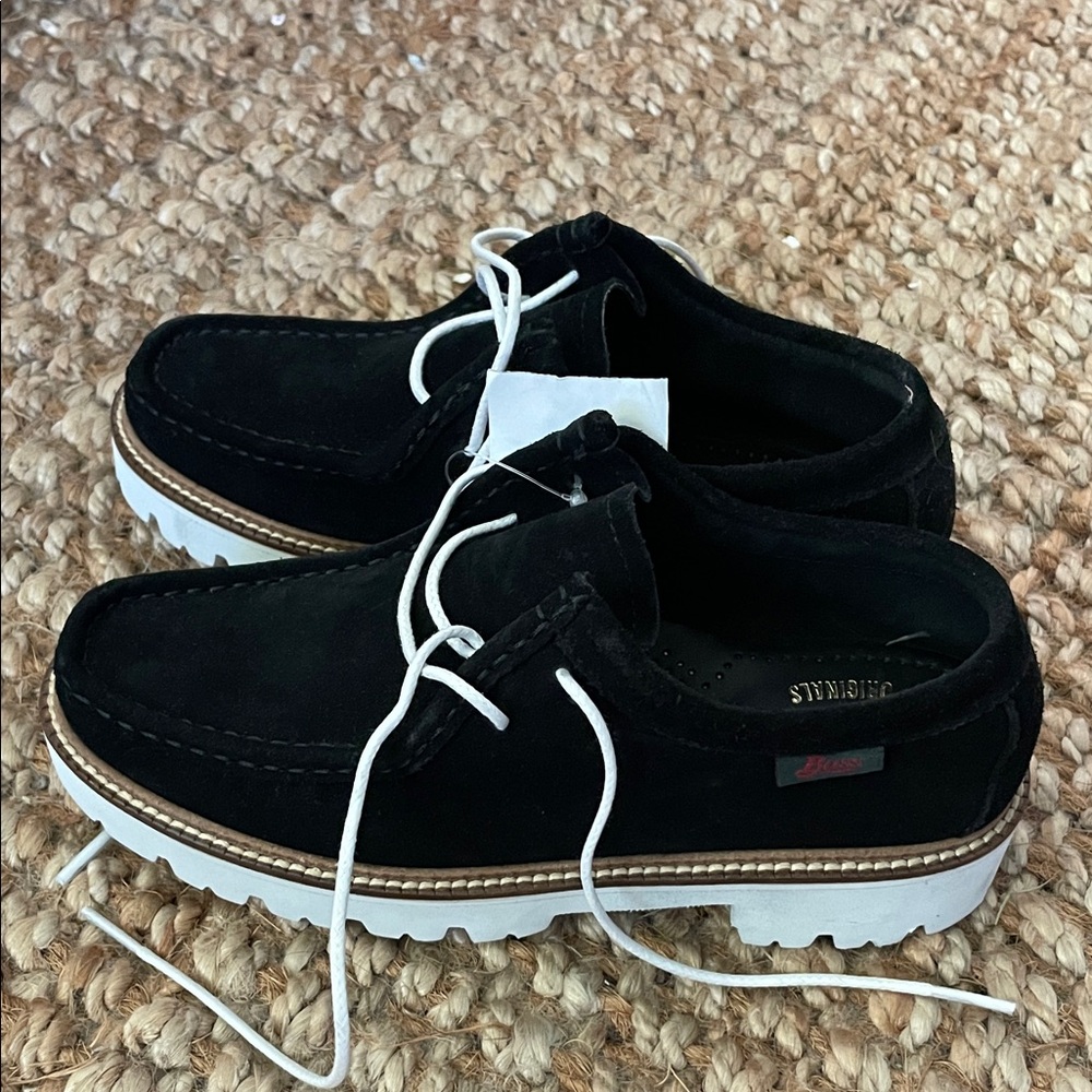 G.H. Bass & Co. Black Moccasins with White Soles